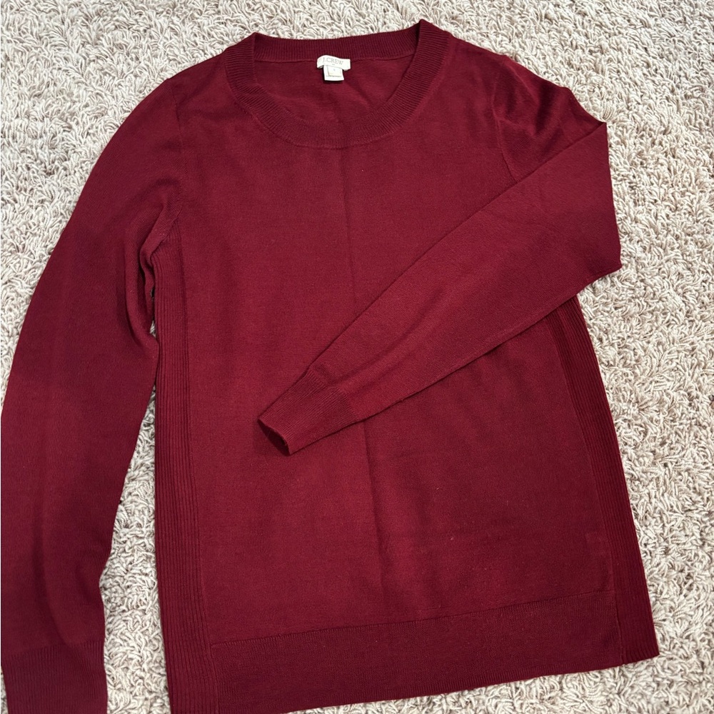 J. Crew Factory Women's Burgundy Crewneck Sweater